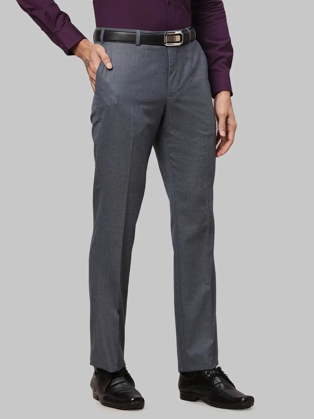 Men Regular Fit Dark Blue Trouser