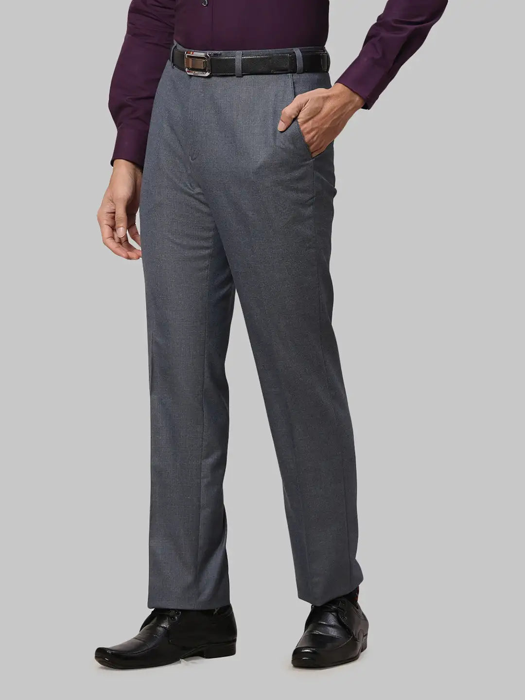 Men Regular Fit Dark Blue Trouser