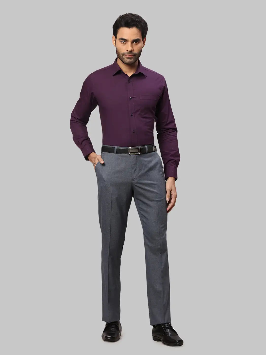 Men Regular Fit Dark Blue Trouser
