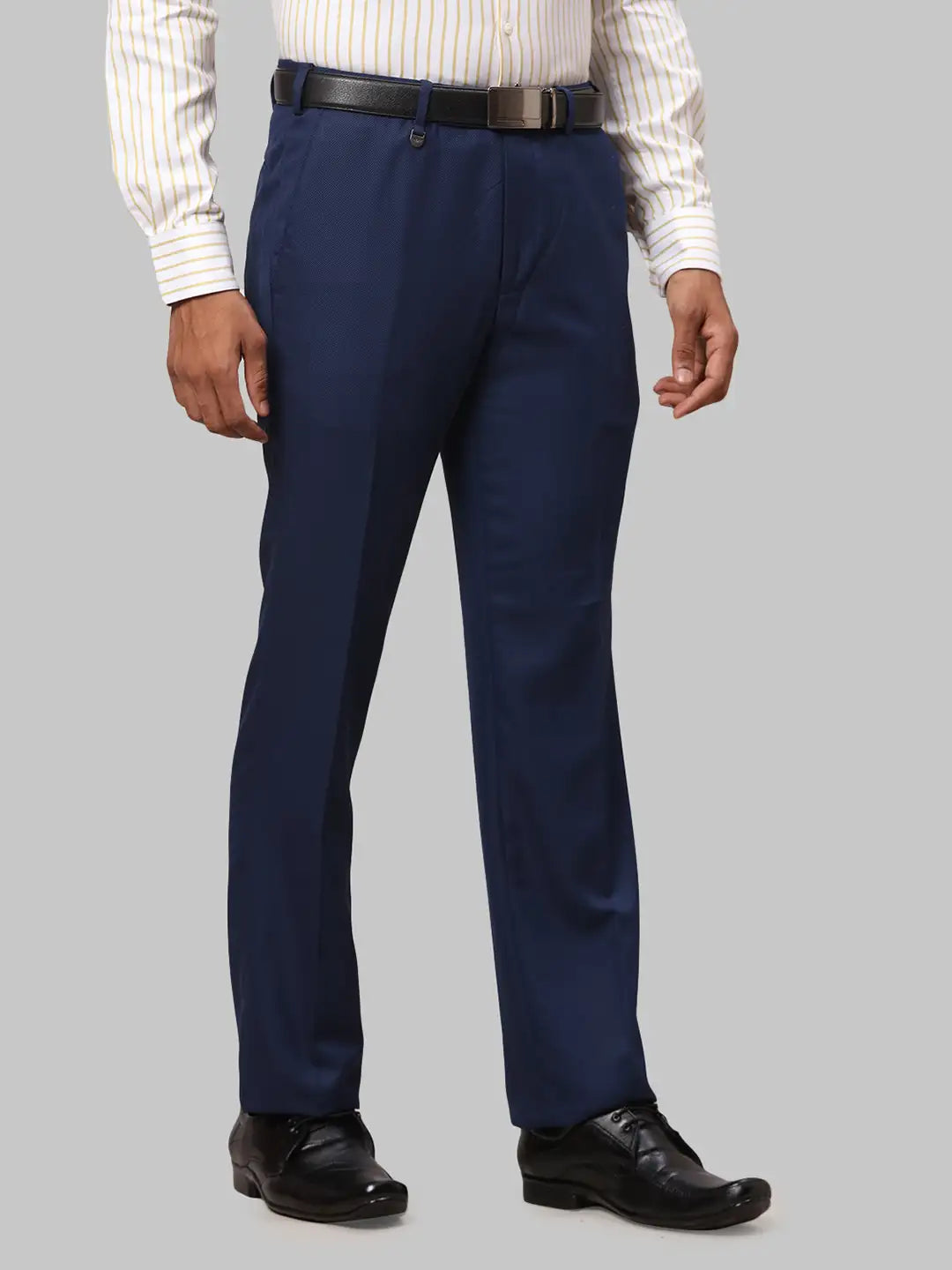 Men Regular Fit Blue Trouser