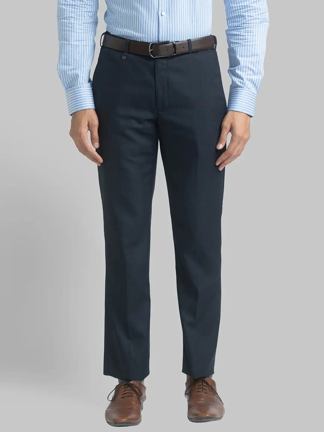 Men Regular Fit Medium Blue Trouser