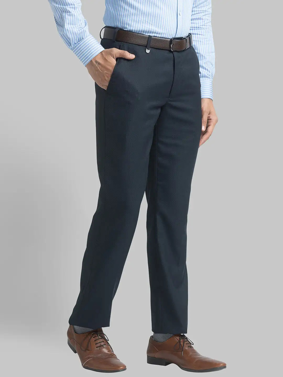 Men Regular Fit Medium Blue Trouser