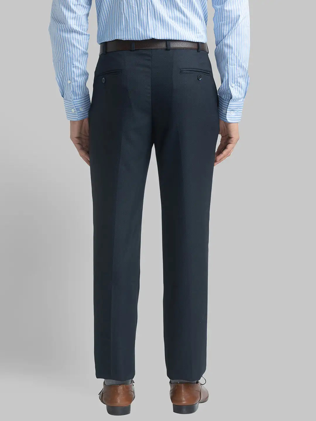 Men Regular Fit Medium Blue Trouser