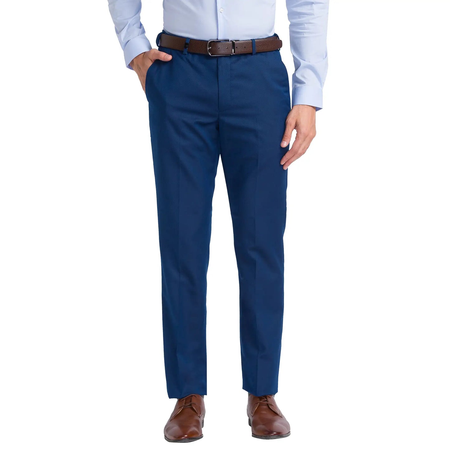 Men Regular Fit Dark Blue Trouser