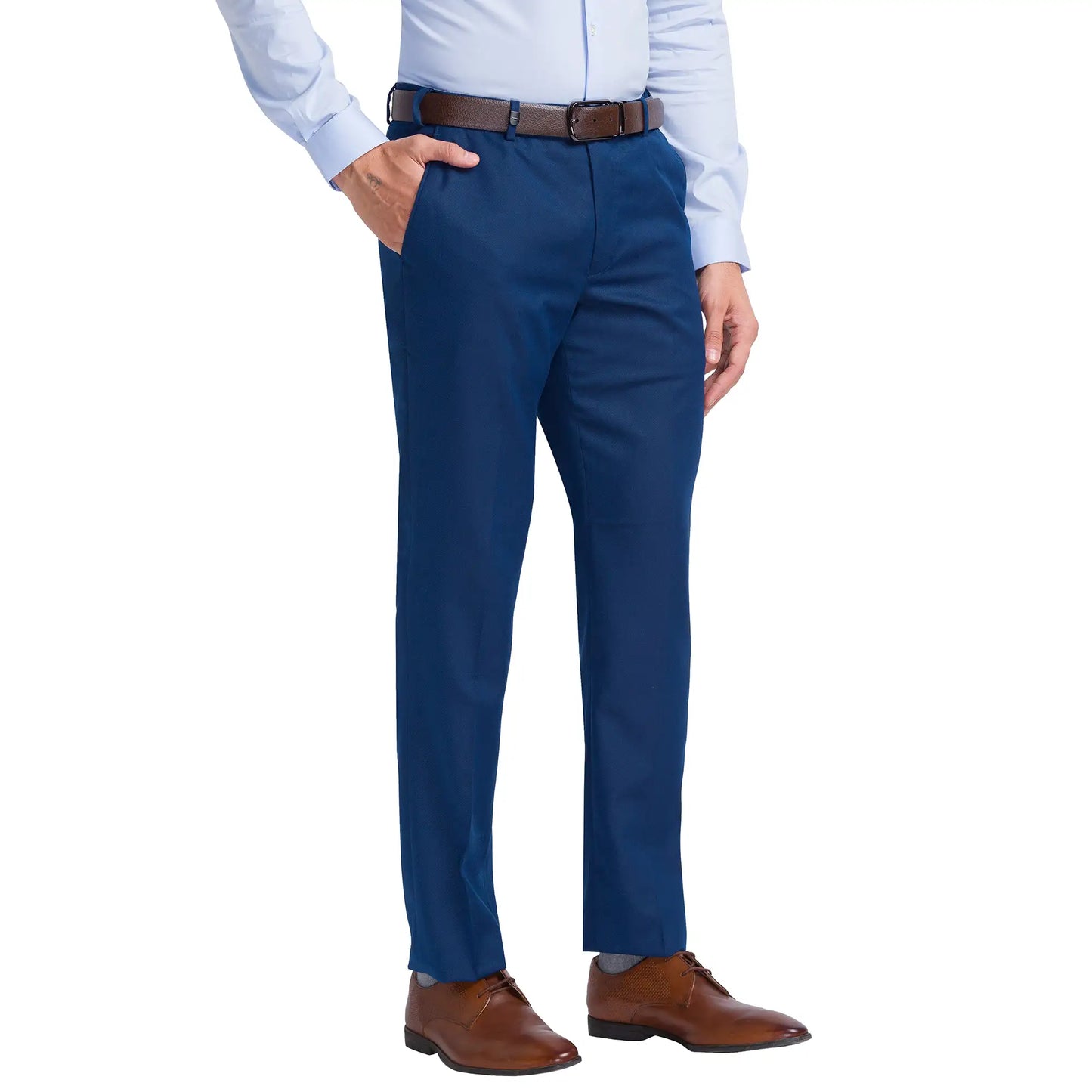 Men Regular Fit Dark Blue Trouser