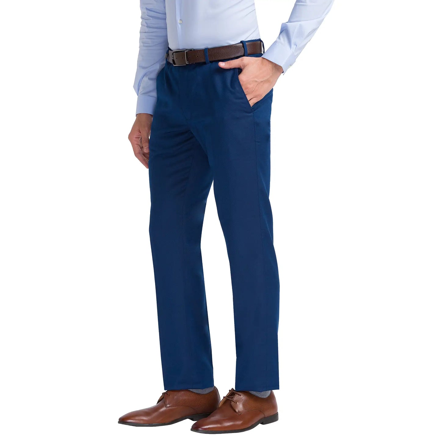 Men Regular Fit Dark Blue Trouser