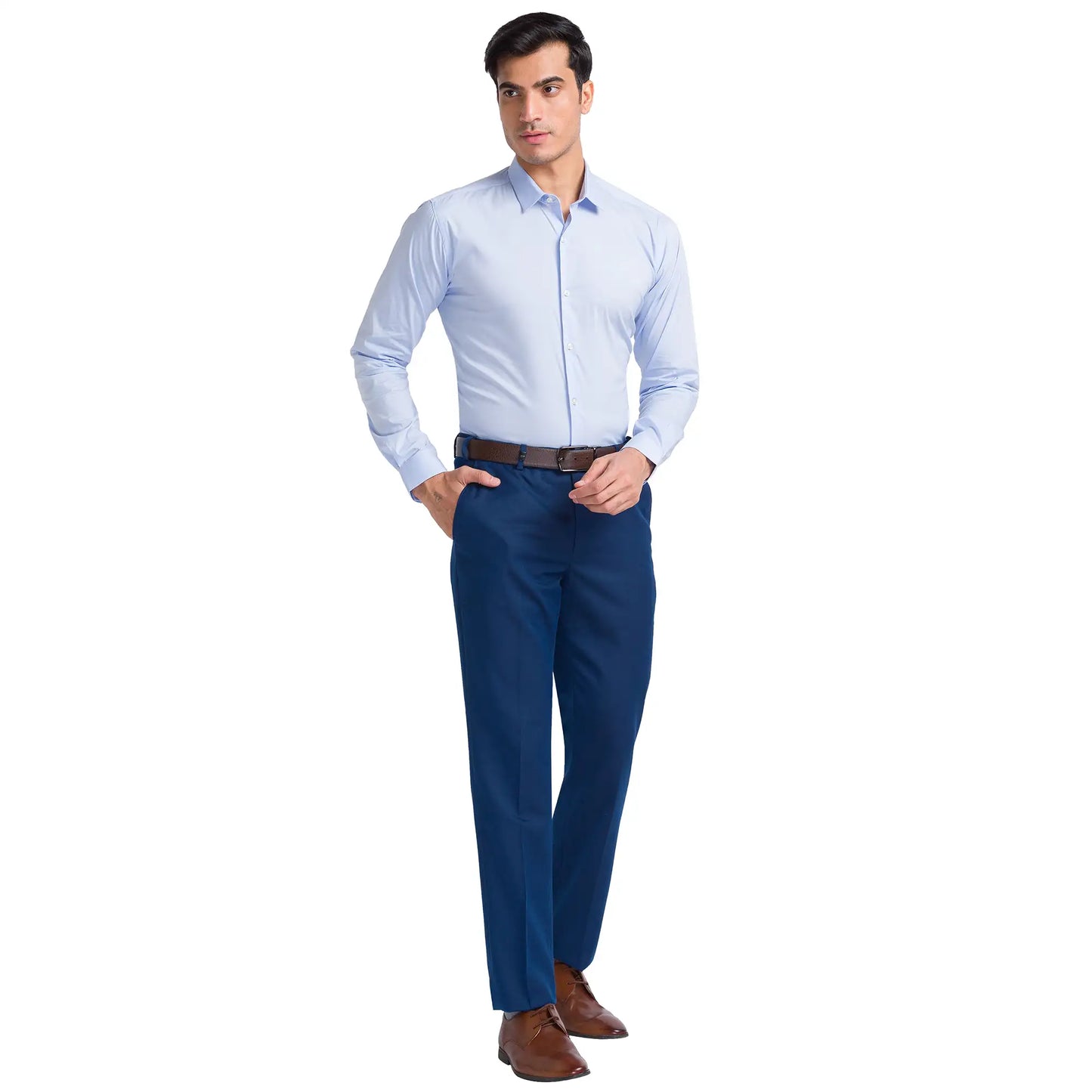 Men Regular Fit Dark Blue Trouser