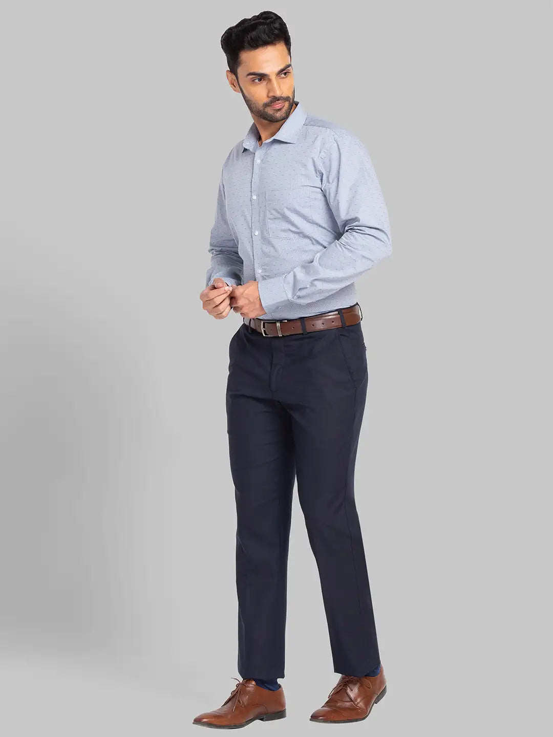 Men Smart Fit Blue Trouser