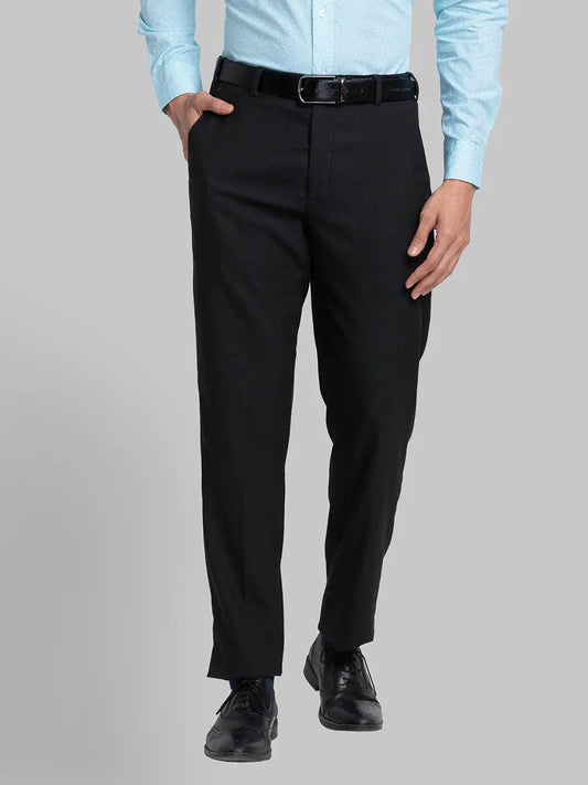 Men Brown Smart Fit Structure Polyester Blend   Trouser