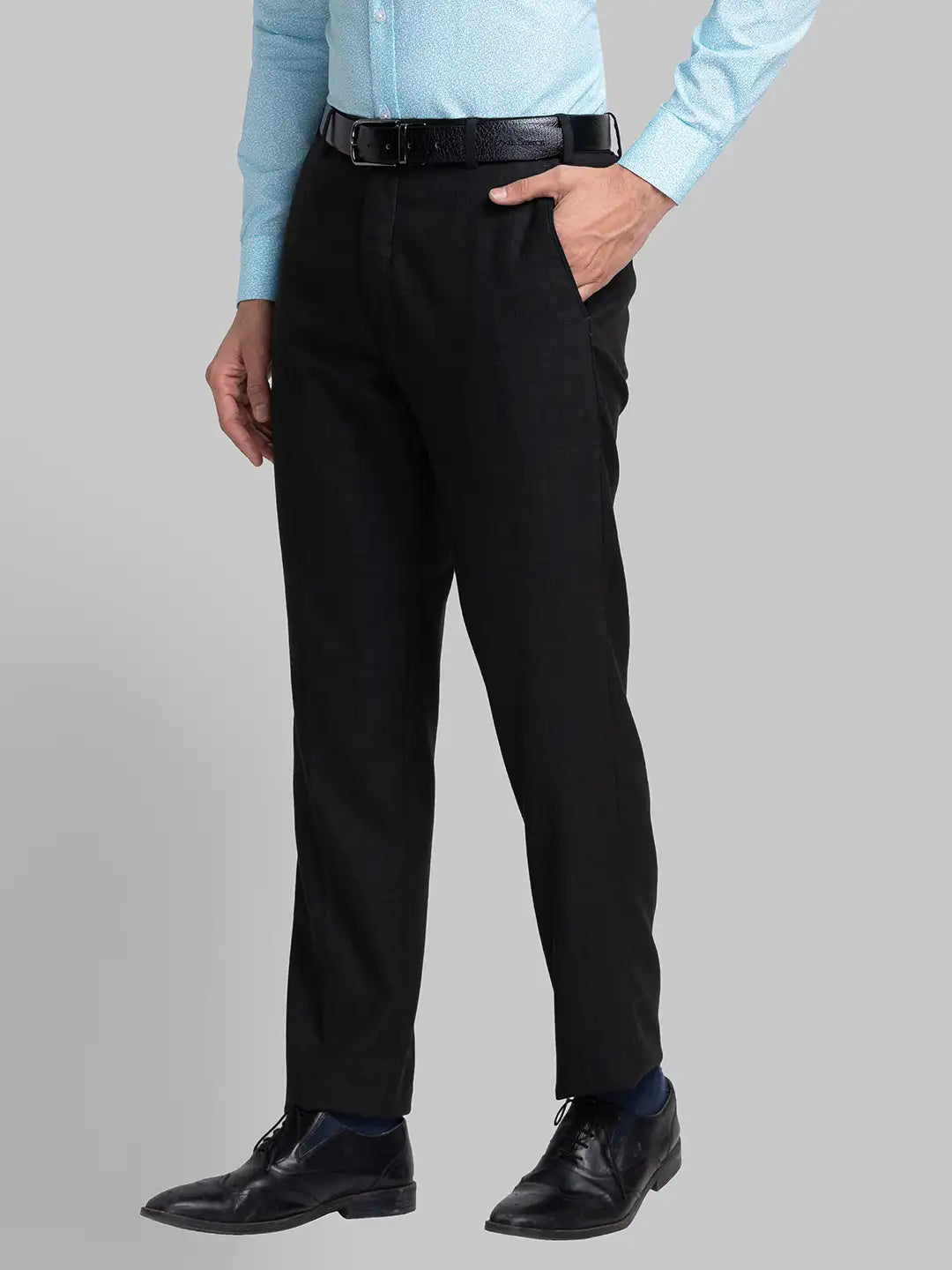 Men Brown Smart Fit Structure Polyester Blend   Trouser
