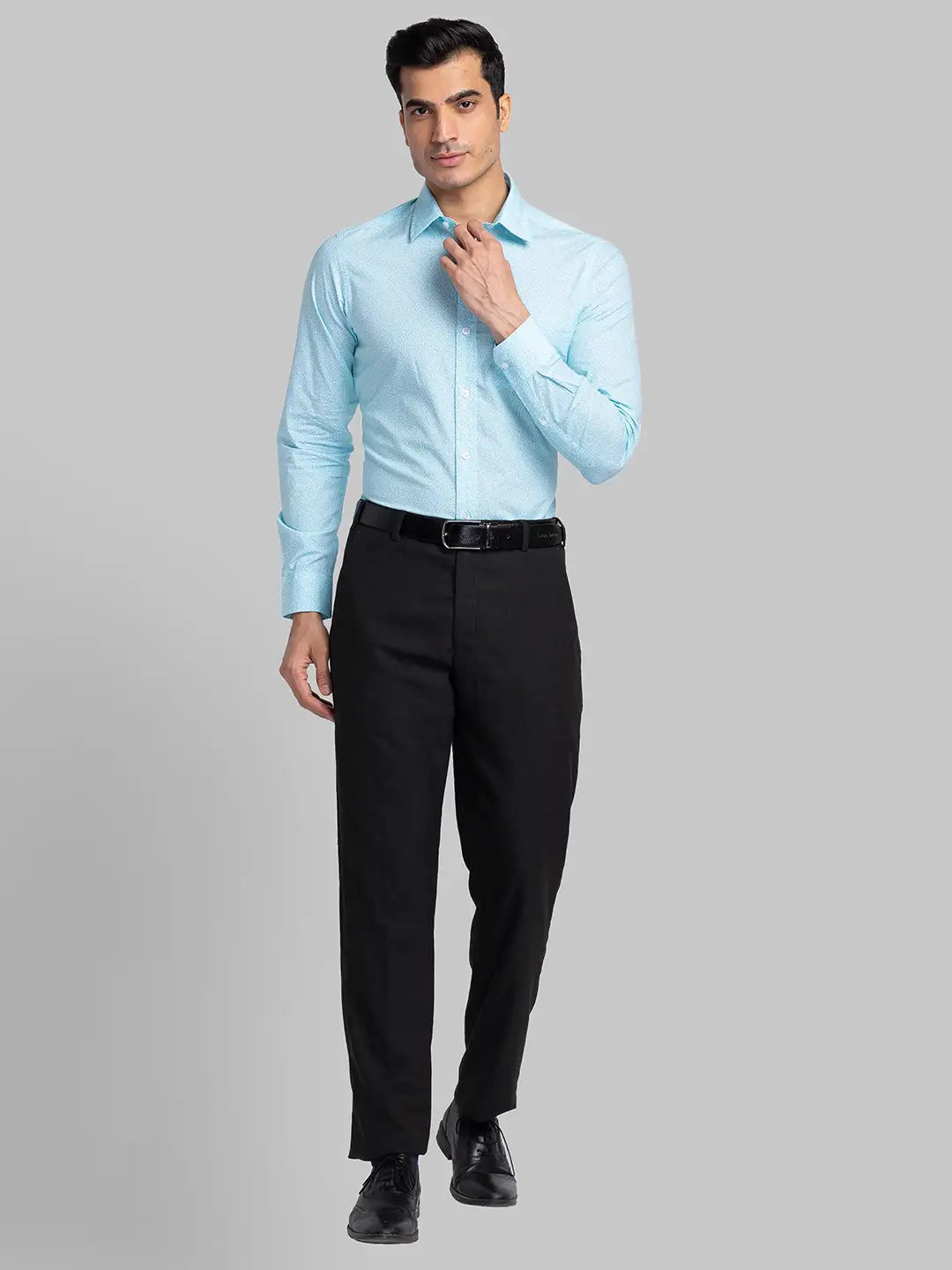 Men Brown Smart Fit Structure Polyester Blend   Trouser
