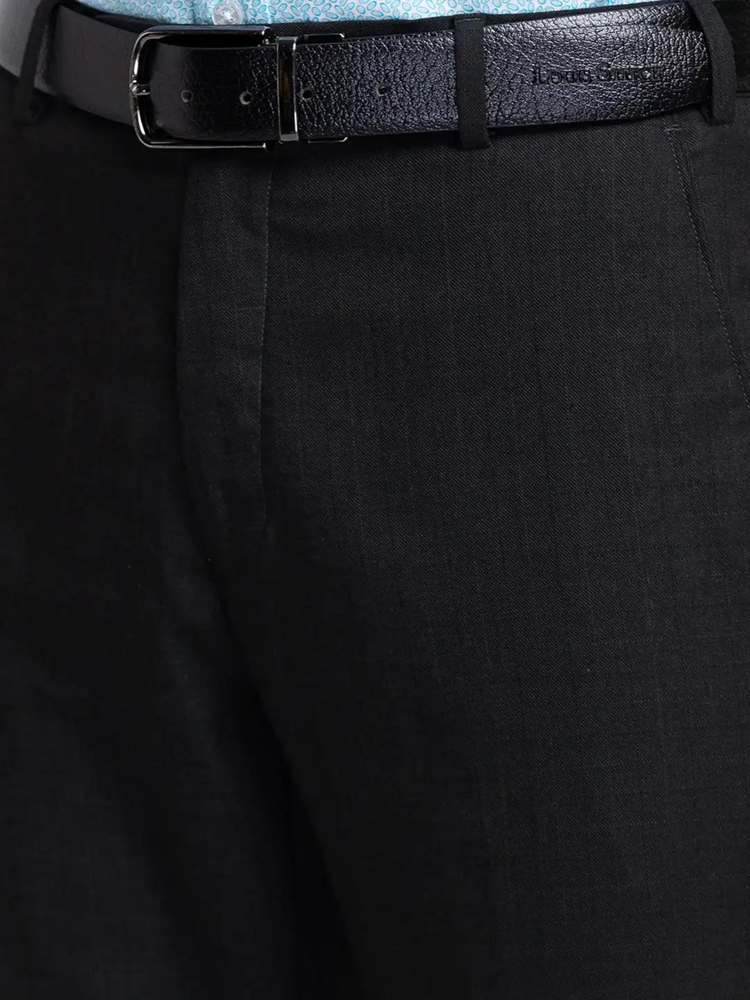 Men Brown Smart Fit Structure Polyester Blend   Trouser