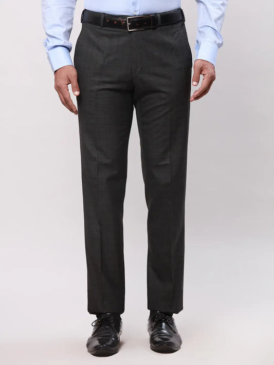 Park Avenue Men Grey Checks Slim Fit Polyester Blend Waist Coat