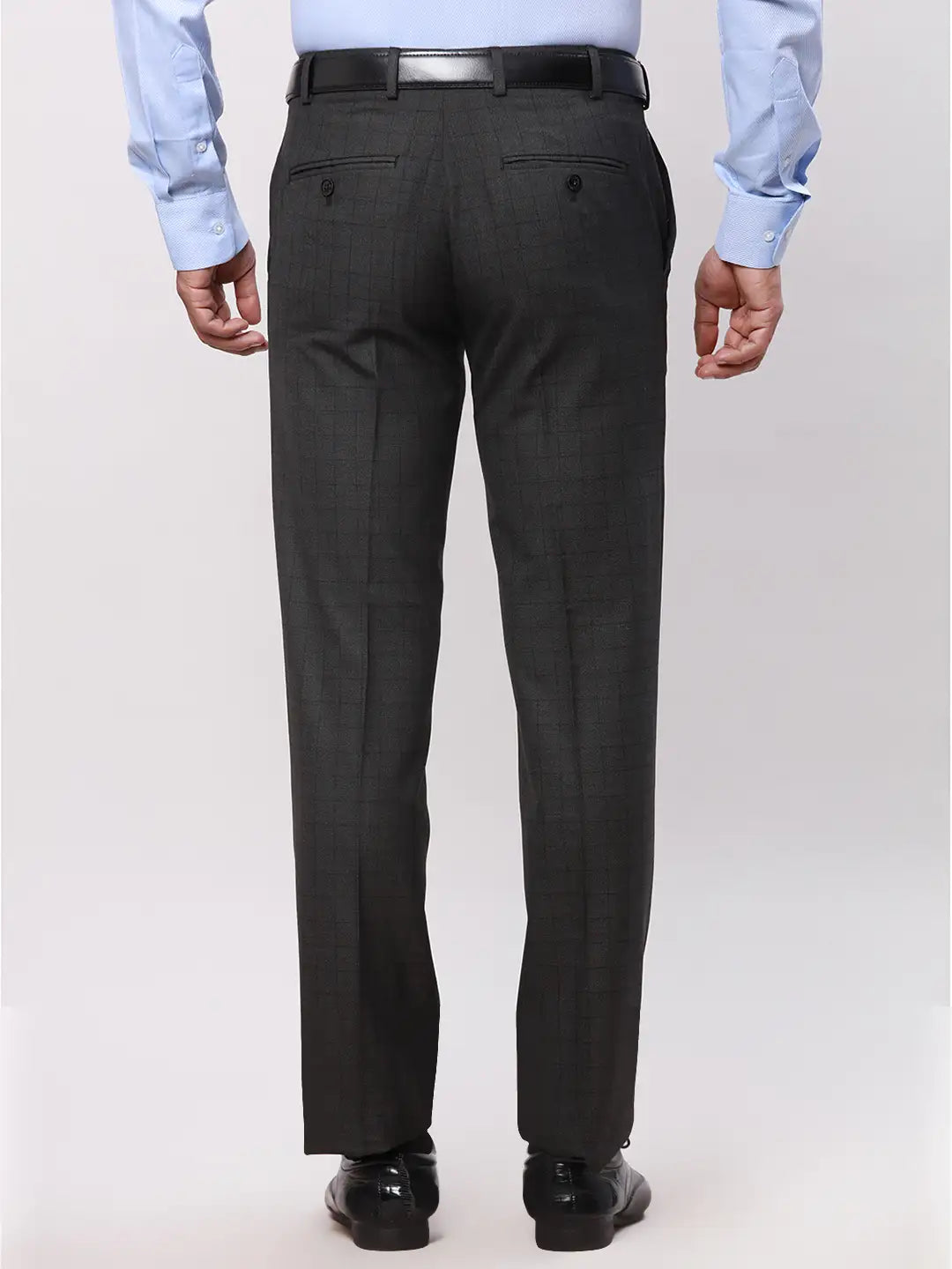 Park Avenue Men Grey Checks Slim Fit Polyester Blend Waist Coat