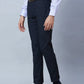 Men Brown Smart Fit Structure Polyester Blend Trouser