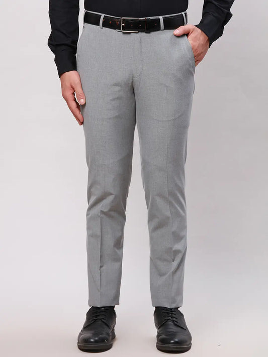 Men Grey Neo Fit Twill Polyester Blend Trouser