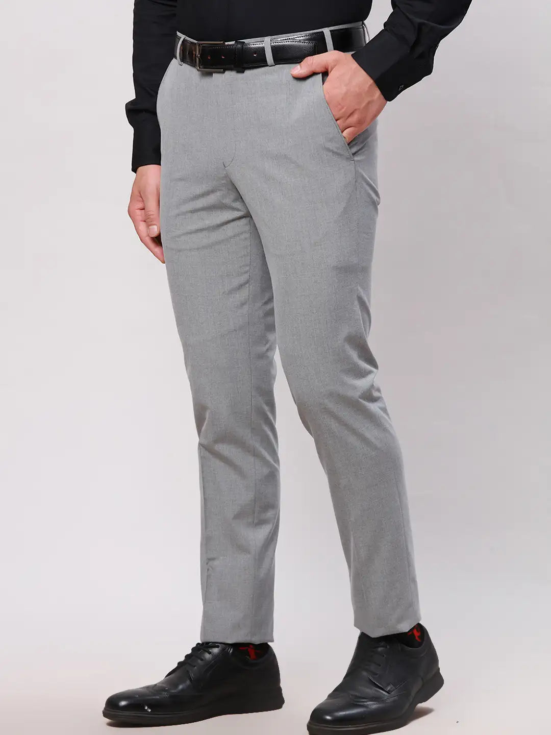 Men Grey Neo Fit Twill Polyester Blend Trouser