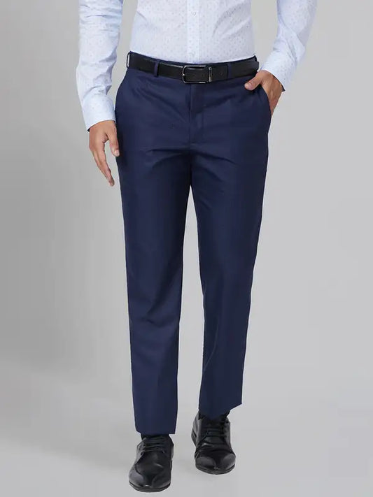 Men Smart Fit Blue Trouser