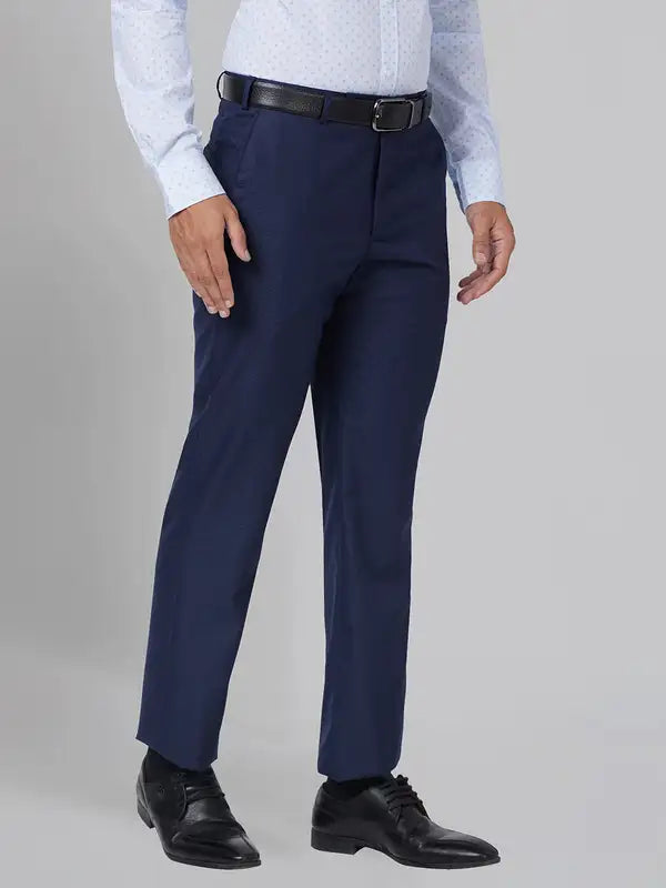 Men Smart Fit Blue Trouser