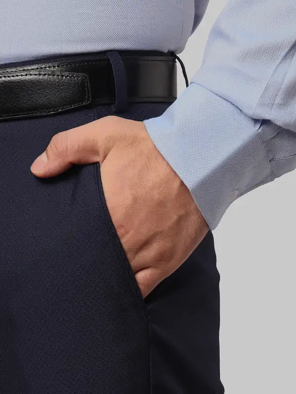 Men Smart Fit Blue Trouser