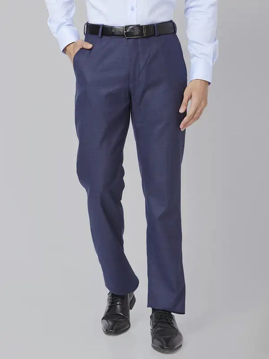 Men Smart Fit Blue Trouser