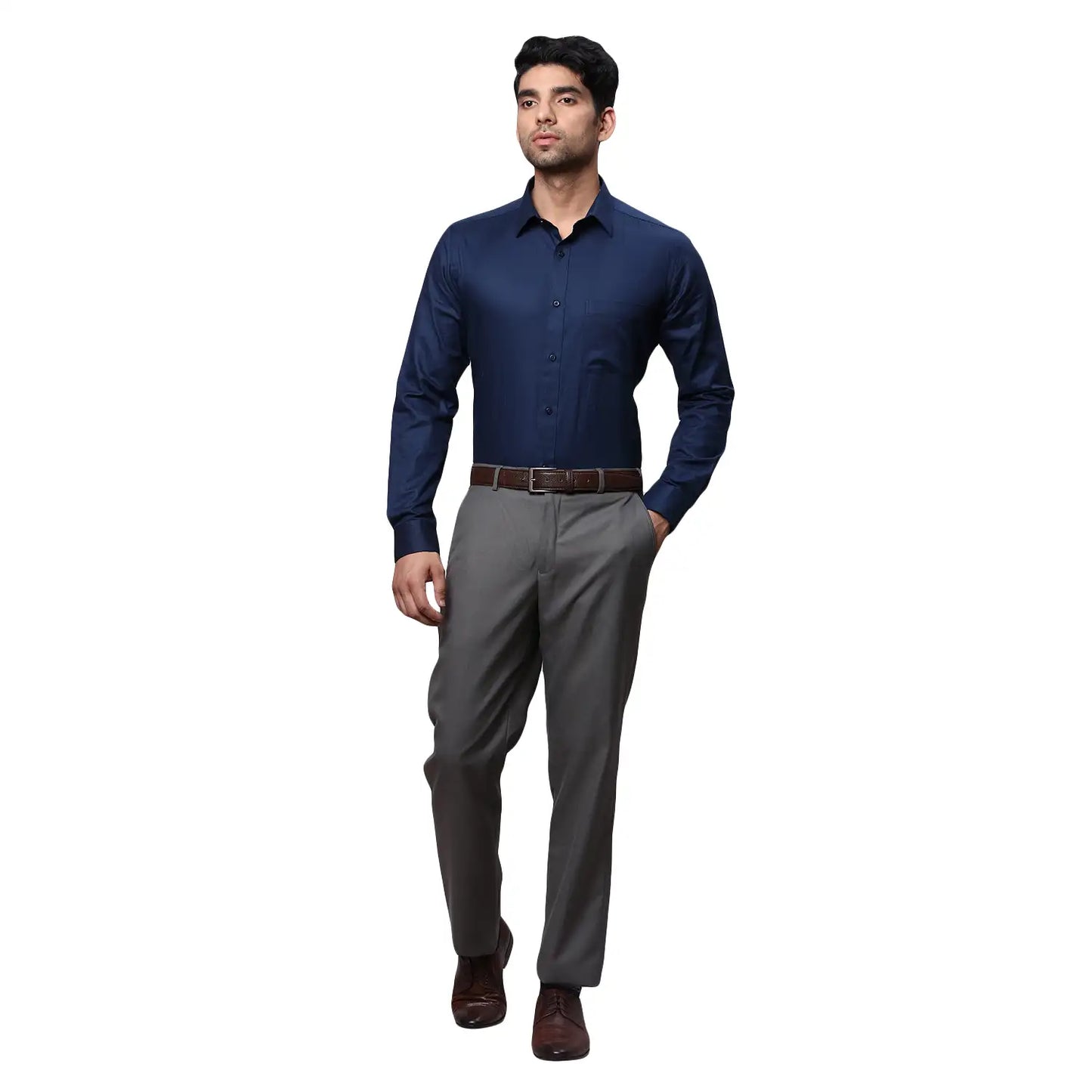 Men Regular Fit Blue Trouser