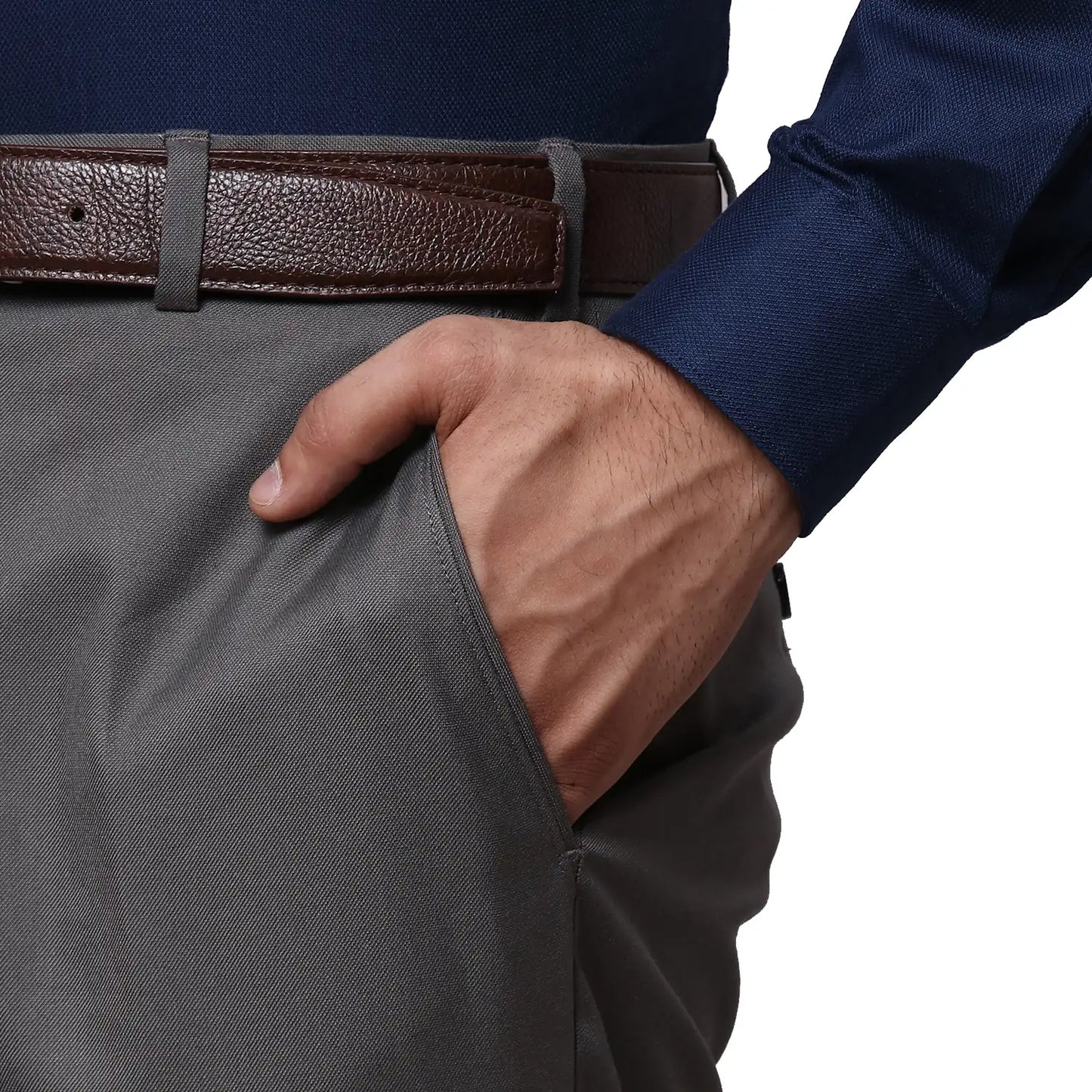 Men Regular Fit Blue Trouser