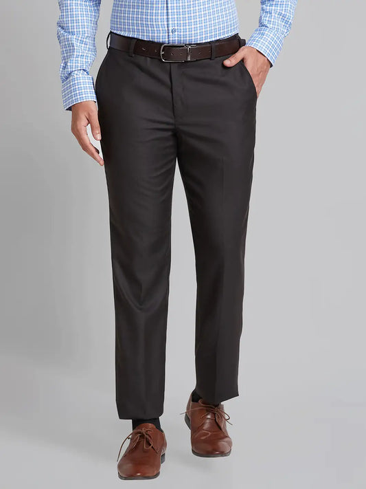 Men Blue Smart Fit Checks Polyester Blend   Trouser