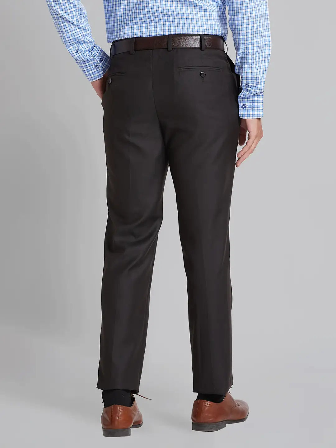 Men Blue Smart Fit Checks Polyester Blend   Trouser