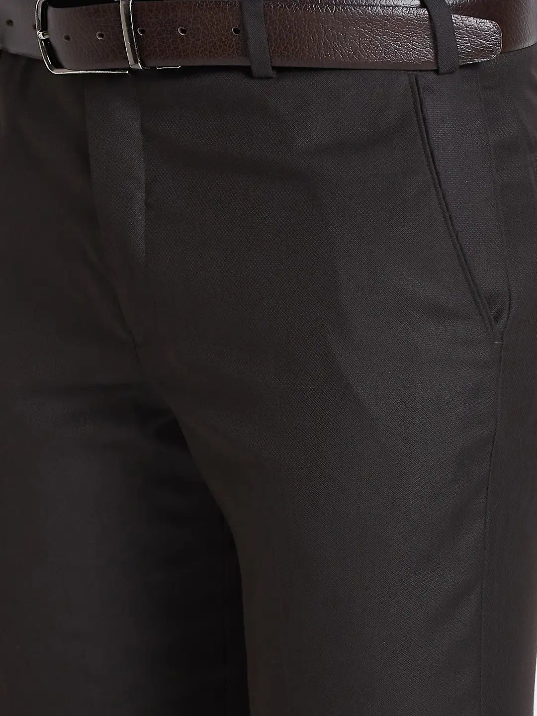 Men Blue Smart Fit Checks Polyester Blend   Trouser