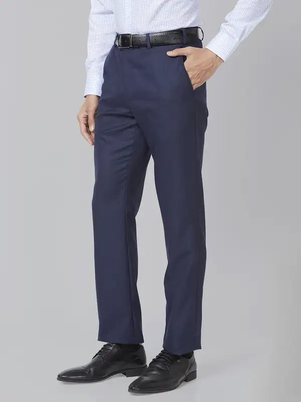 Men Smart Fit Blue Trouser