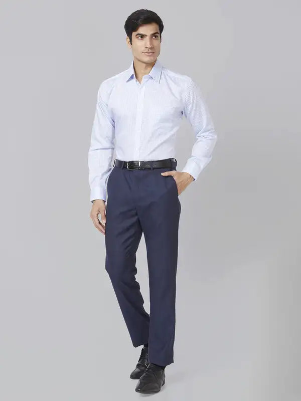 Men Smart Fit Blue Trouser