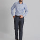 Men Blue Smart Fit Checks Polyester Blend   Trouser