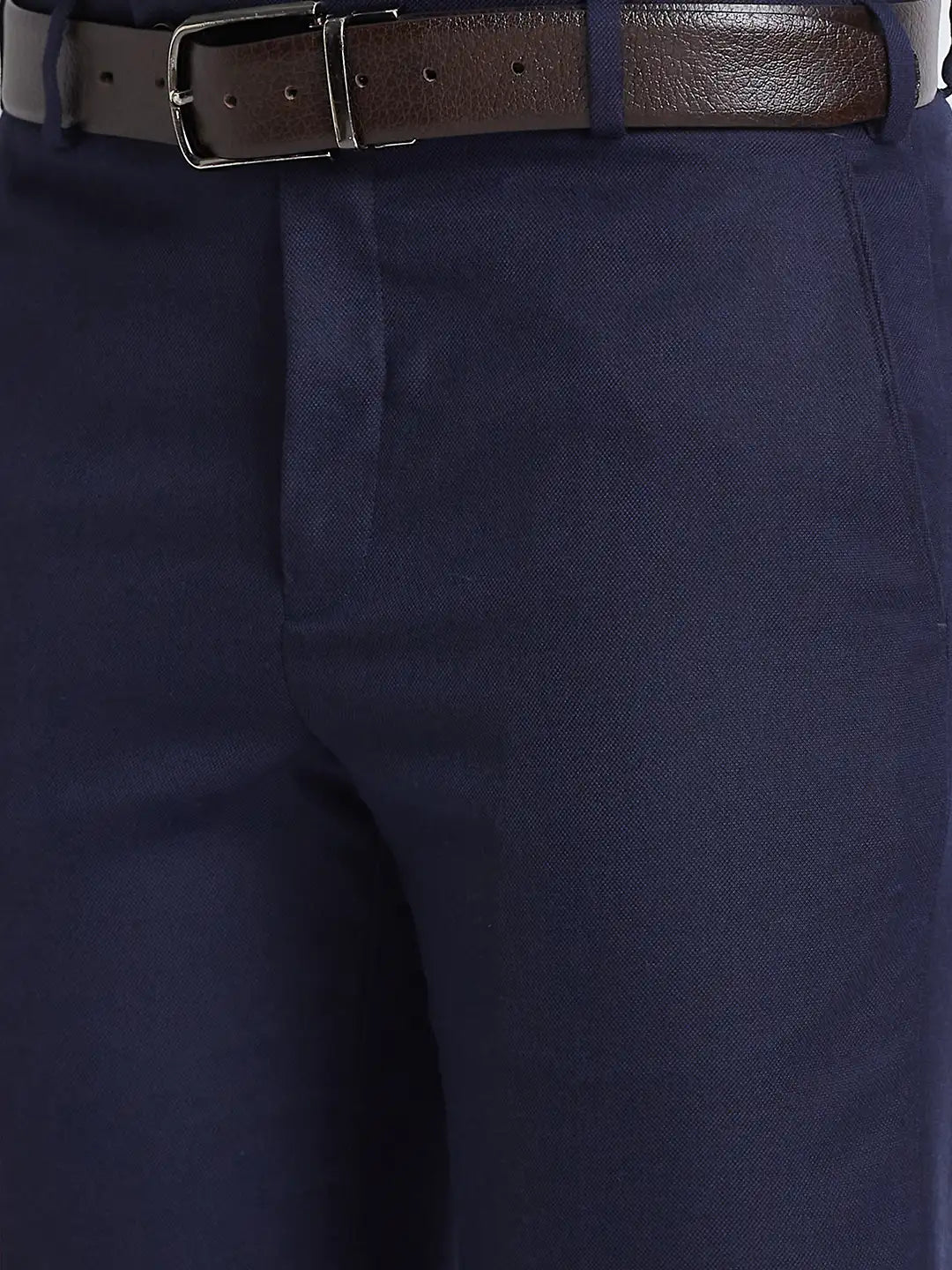 Men Grey Smart Fit Checks Polyester Blend   Trouser