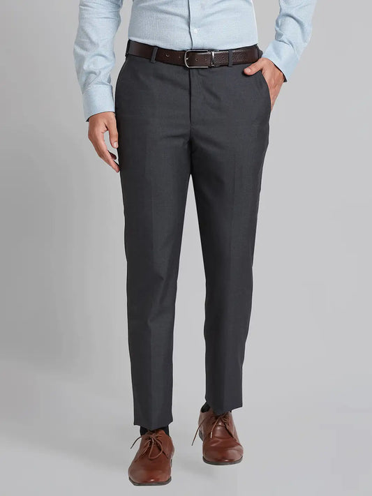 Men Brown Smart Fit Checks Polyester Blend   Trouser