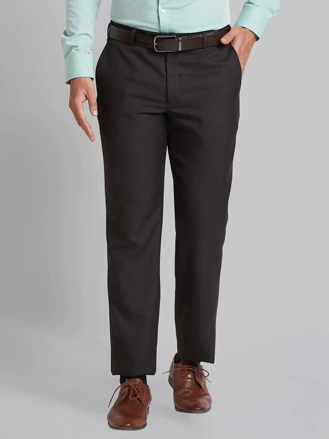 Men Blue Neo Fit Shark Skin Terylene Blend   Trouser