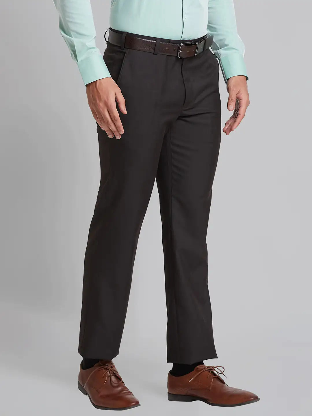 Men Blue Neo Fit Shark Skin Terylene Blend   Trouser