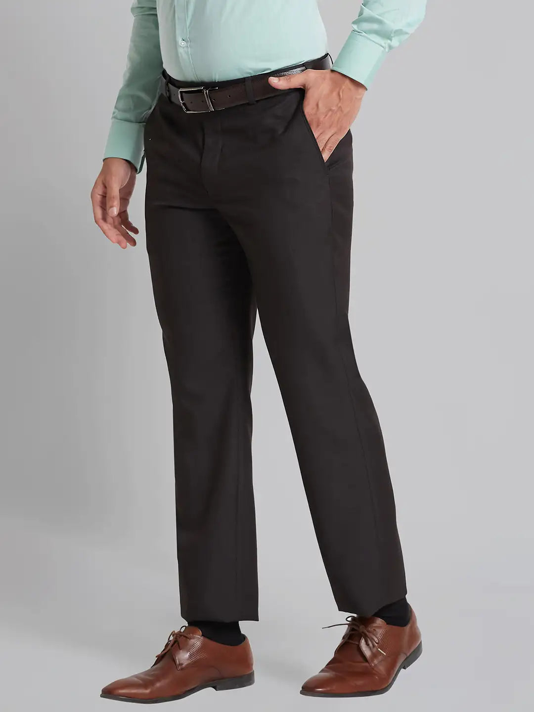 Men Blue Neo Fit Shark Skin Terylene Blend   Trouser
