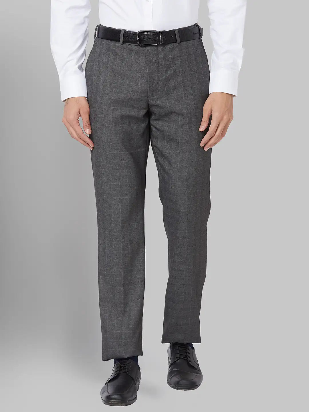 Park Avenue Men Grey Structure Neo Fit Polyester Blend Trouser