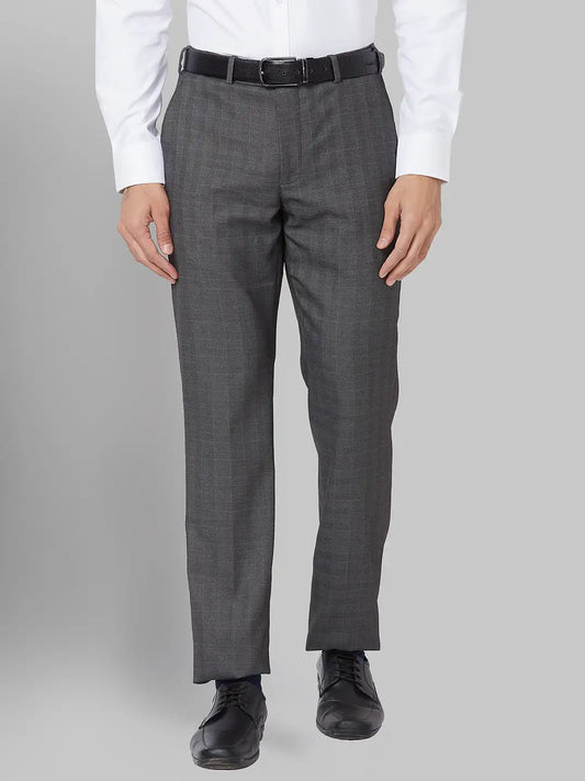 Park Avenue Men Grey Structure Neo Fit Polyester Blend Trouser