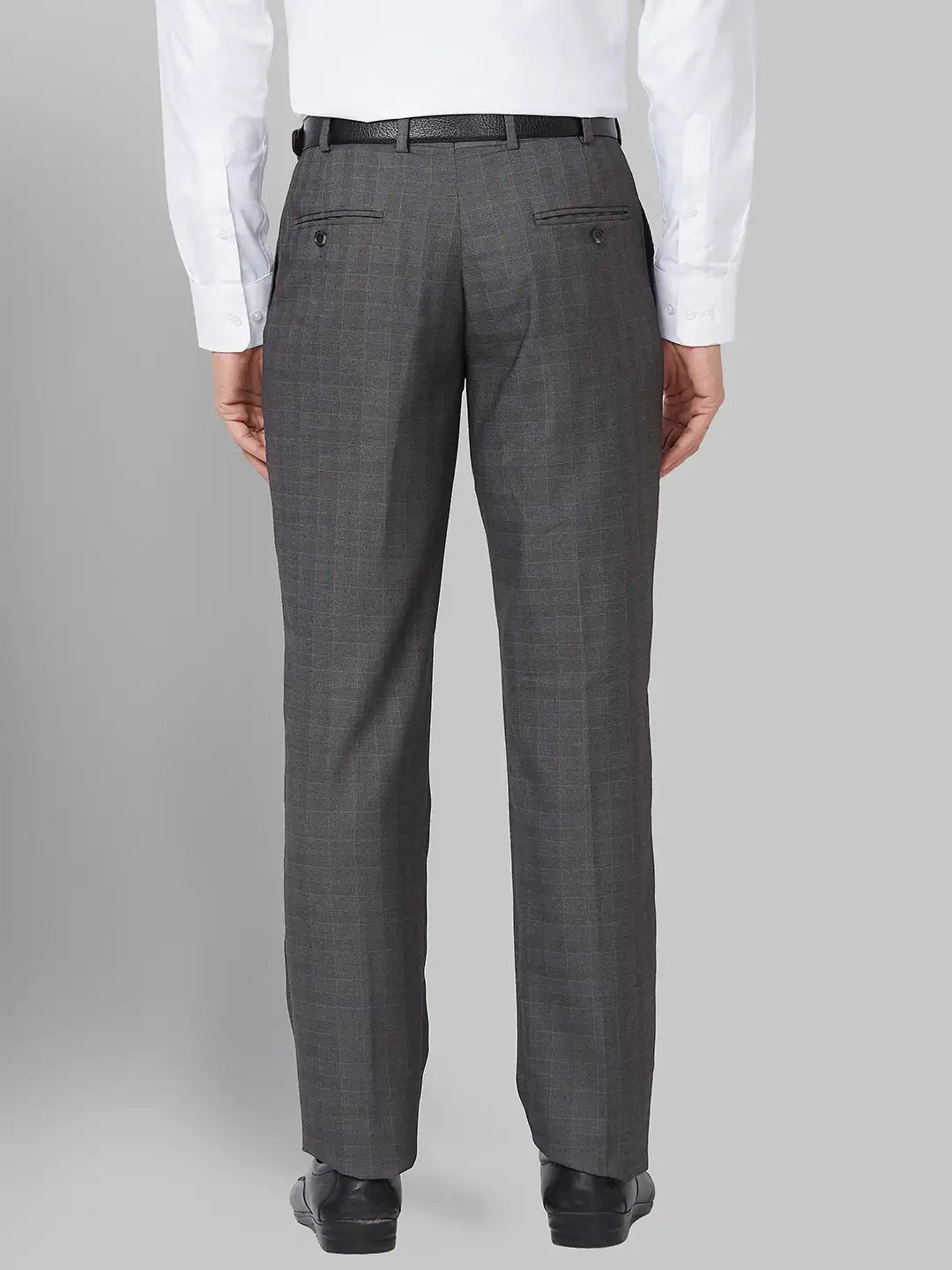 Park Avenue Men Grey Structure Neo Fit Polyester Blend Trouser