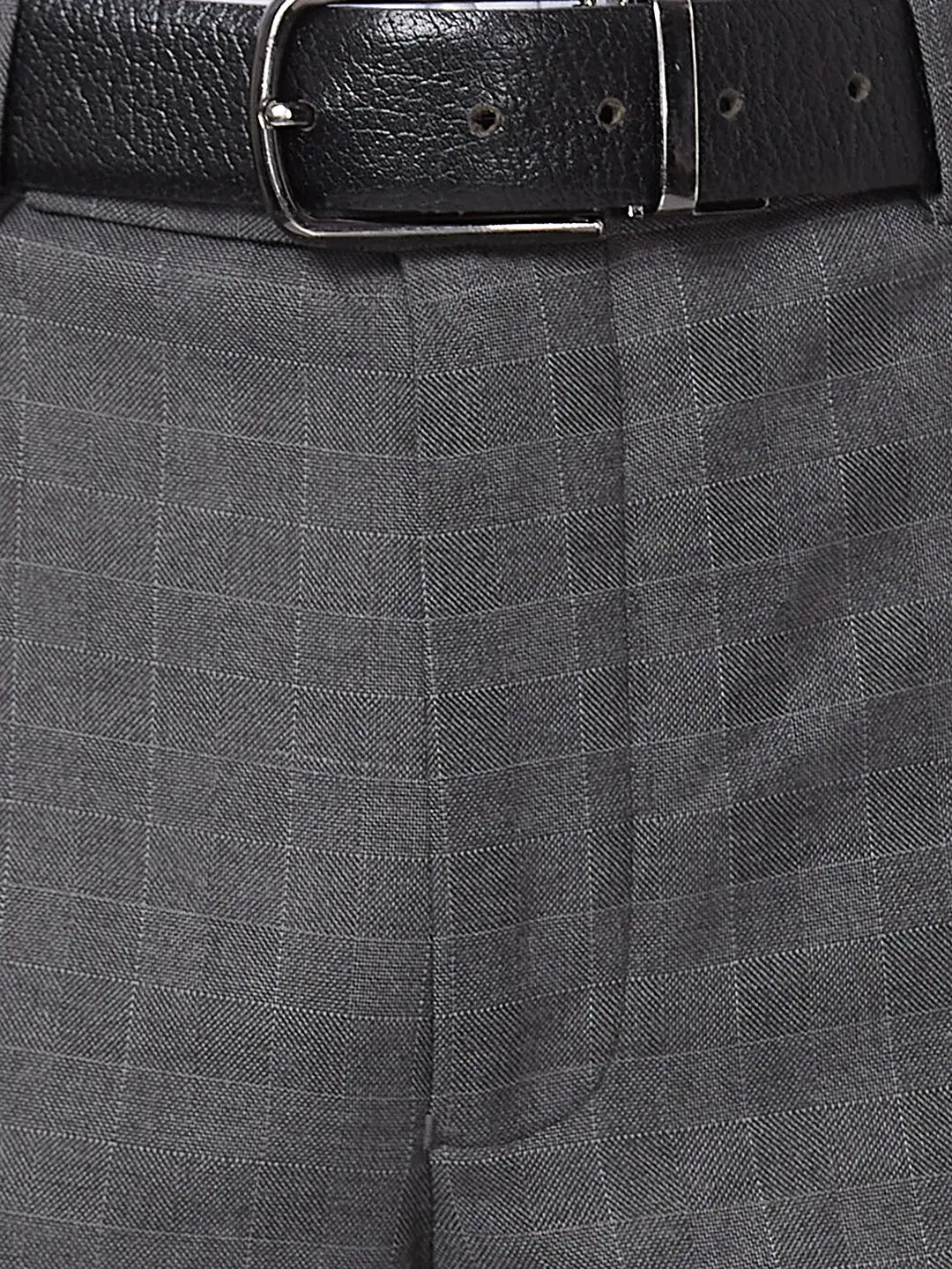 Park Avenue Men Grey Structure Neo Fit Polyester Blend Trouser