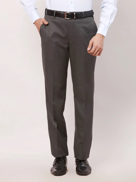Park Avenue Men Black Solid Smart Fit Polyester Blend Trouser