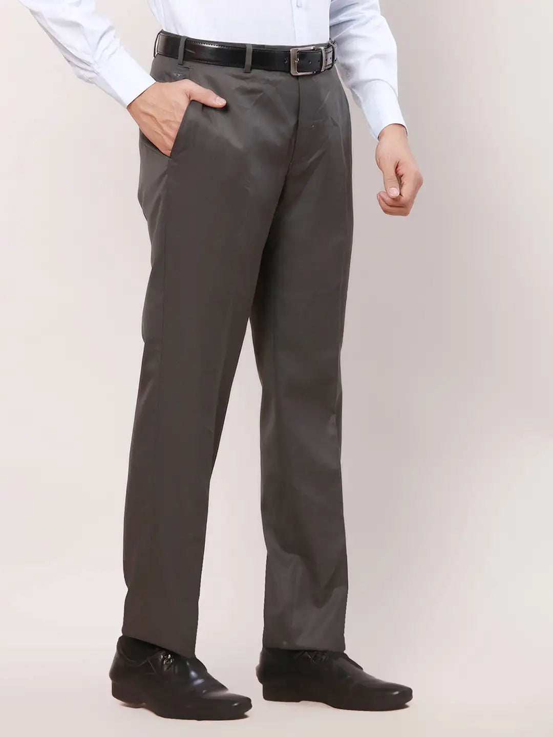 Park Avenue Men Black Solid Smart Fit Polyester Blend Trouser
