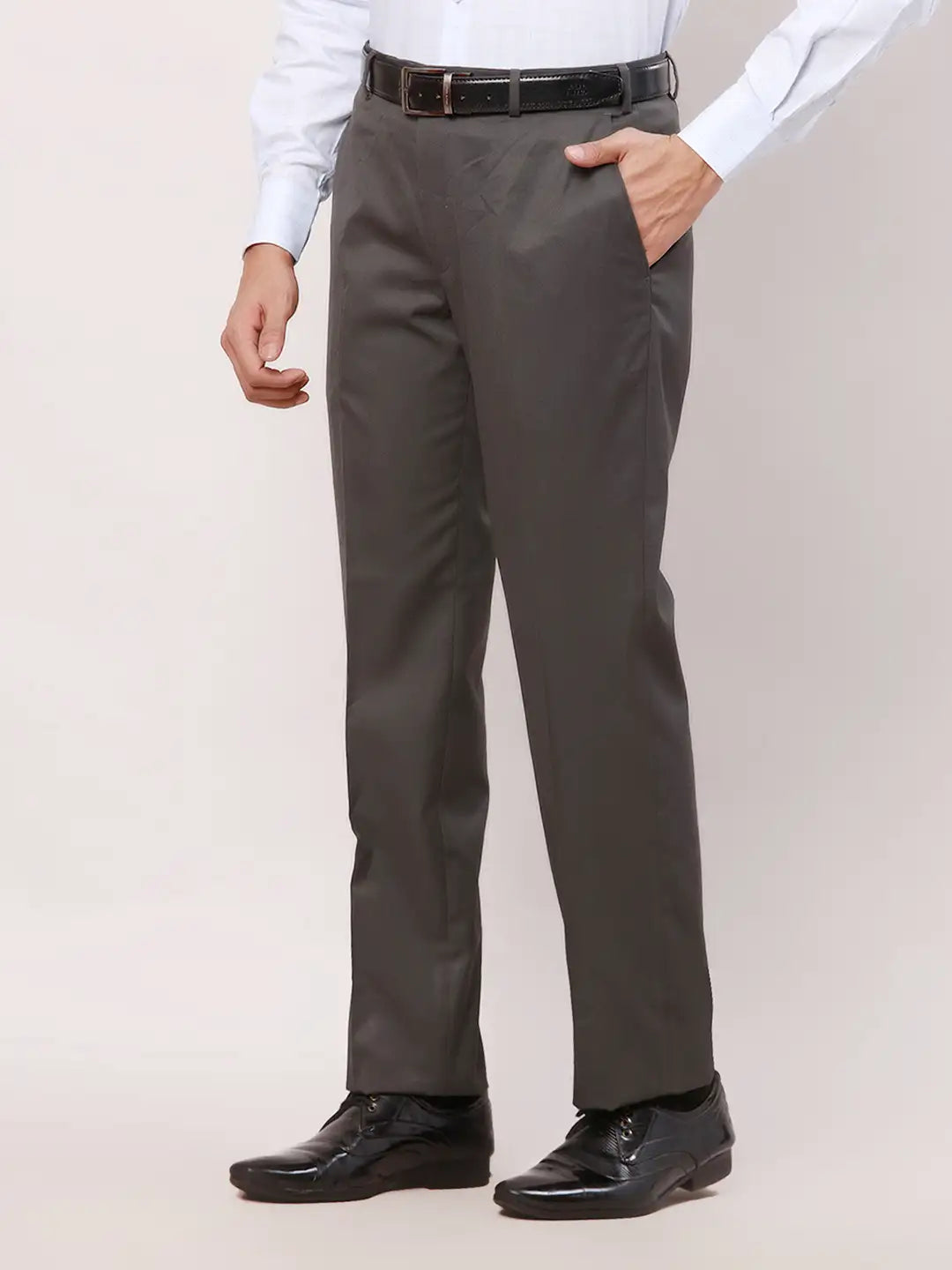 Park Avenue Men Black Solid Smart Fit Polyester Blend Trouser
