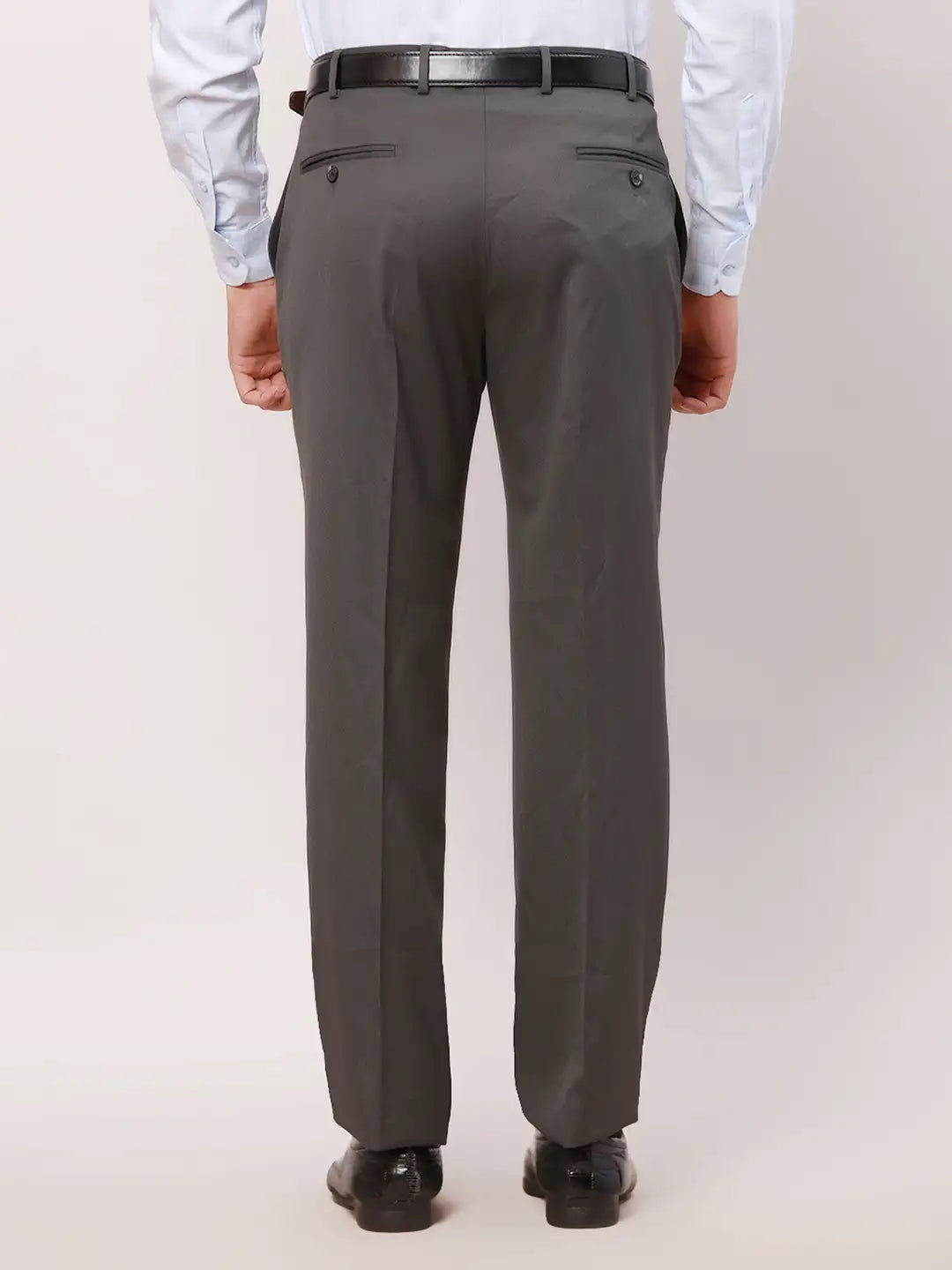 Park Avenue Men Black Solid Smart Fit Polyester Blend Trouser