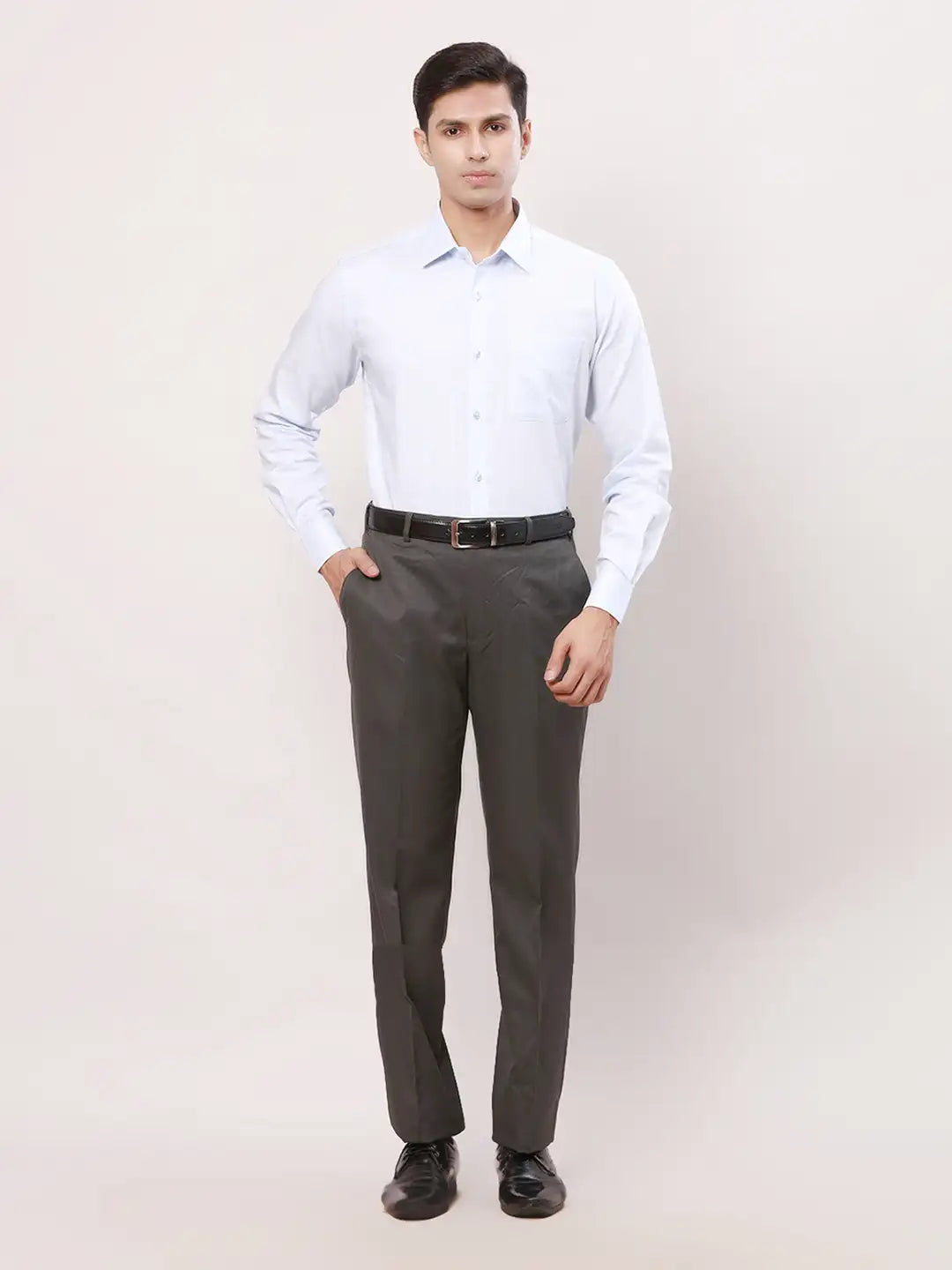 Park Avenue Men Black Solid Smart Fit Polyester Blend Trouser