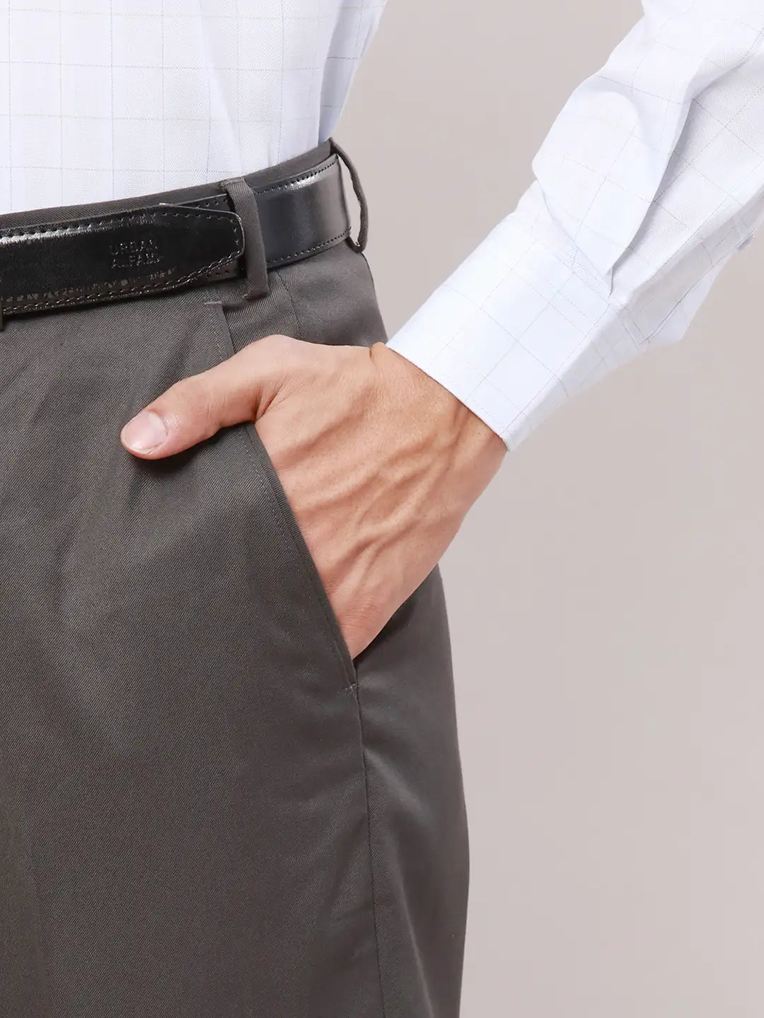 Park Avenue Men Black Solid Smart Fit Polyester Blend Trouser