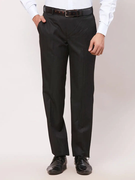Park Avenue Men Black Structure Smart Fit Polyester Blend Trouser