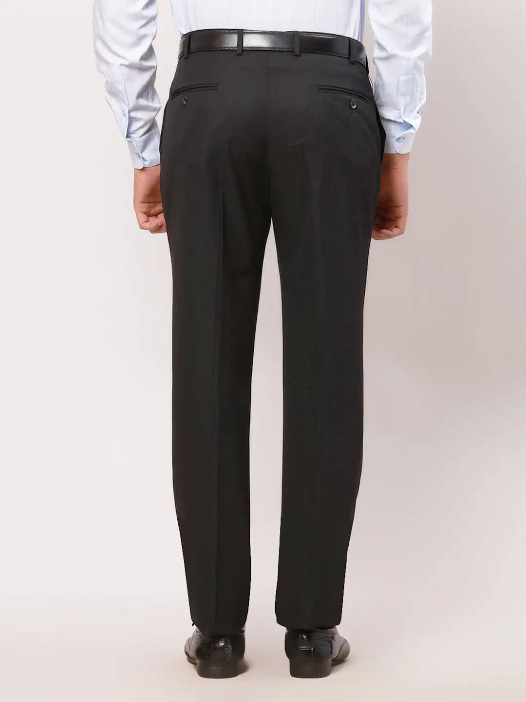 Park Avenue Men Black Structure Smart Fit Polyester Blend Trouser